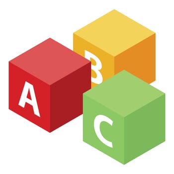 Colorful kid cubes icon, isometric style vector