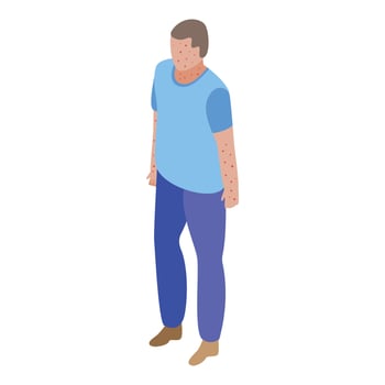 Man chicken pox icon, isometric style vector