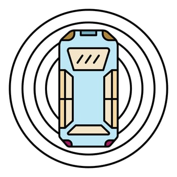 Top view smart car icon color outline vector