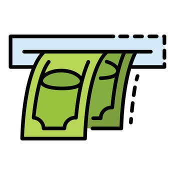 Money from atm icon color outline vector