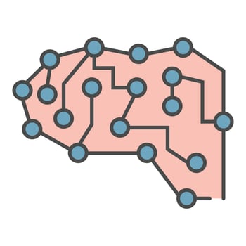 Neural brain icon color outline vector