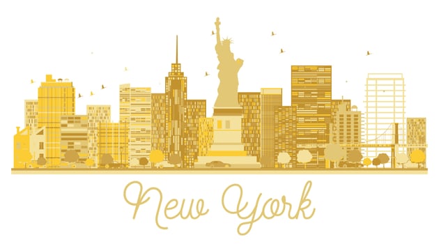 New York City skyline golden silhouette. vector