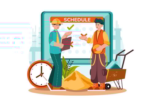 Group of workers dealing with the schedule of days vector