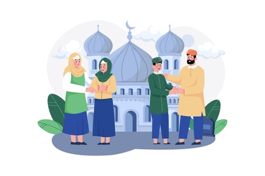 Eid Mubarak Illustration concept. A flat illustration isolated on white background vector