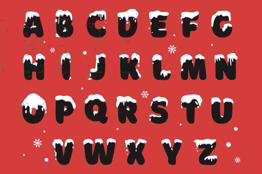 Set of letters of the Latin Alphabet. Vector illustration. Christmas and New Year concept.