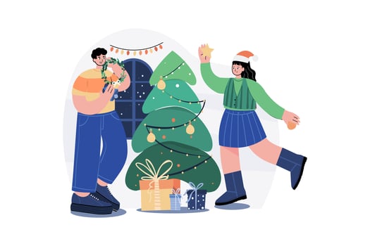 Merry Christmas Illustration concept. A flat illustration isolated on white background vector