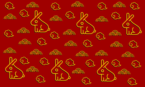 Chinese New Yeaar 2023 Background Pattern. Rabbit, Chinese Elements. Template banner, poster, greeting cards. vector