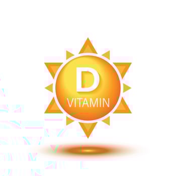 Vitamin D icon in flat style. Chemical supplement vector illustration on white isolated background. Pharmacy sign business concept.