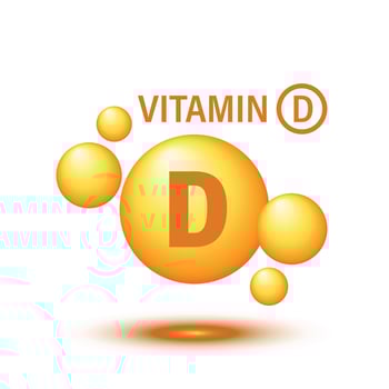 Vitamin D icon in flat style. Chemical supplement vector illustration on white isolated background. Pharmacy sign business concept.