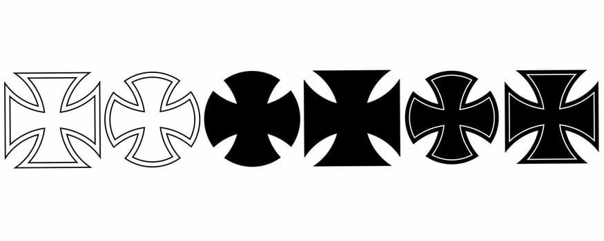 outline silhouette Chopper cross icon set isolated on white background vector