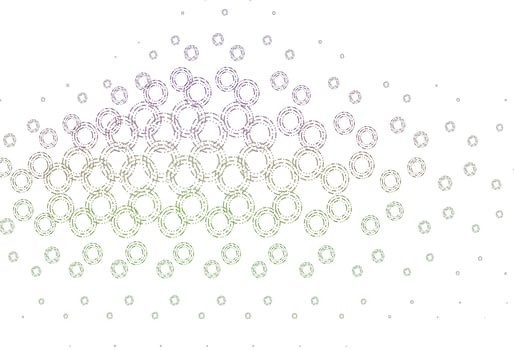 Light pink, green vector background with bubbles.