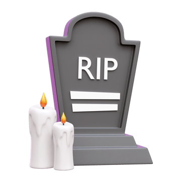 Tombstone candle 3d icon render illustration png