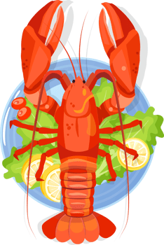 Boiled lobster salad, Cartoon  seafood png