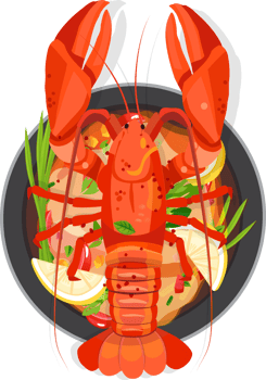 Boiled lobster salad, Cartoon  seafood png