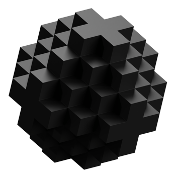 Abstract 3D Shape Illustration. Black Color. png