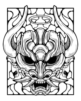 Free vector oni mask tattoo tribal