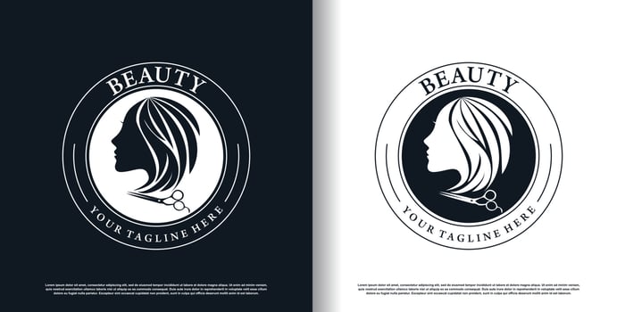 hair cut logo design for fashion with creative concept premium vector