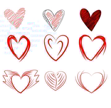 Doodle hearts vector set make with Hand drawn