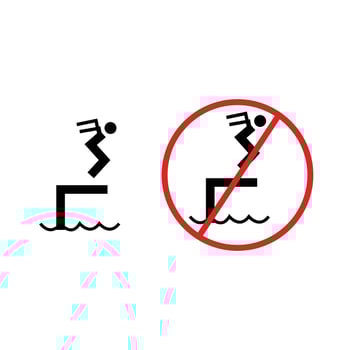 no jumping in pool icon isolated on white background vector