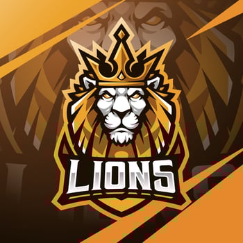 Lion head esport mascot logo design vector