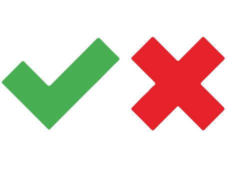 Red and green check marks isolated on transparent PNG