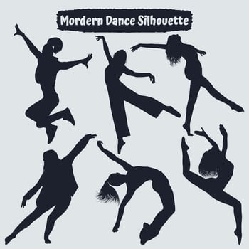 Collection of Woman Modern dance silhouettes in different poses vector