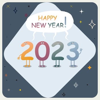 funny happy new year card, pro vector art cartoons