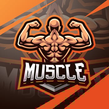 Muscular man mascot logo design vector