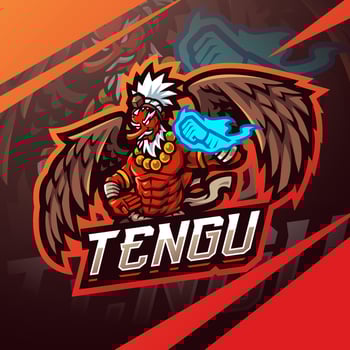 Tengu esport mascot logo design vector