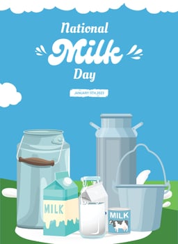 Blue White Illustrated Splash National Milk Day vector
