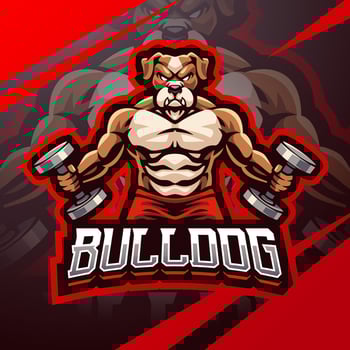 Bulldog gym esport mascot logo design vector