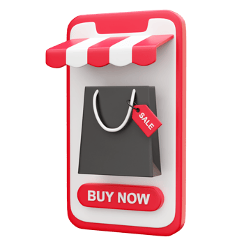 Online shop on phone 3d icon render illustration png