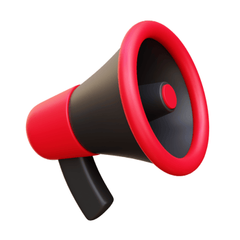 Megaphone Red Black 3d icon render illustration png