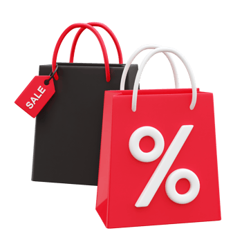 Shopping bag discount black friday  3d icon render illustration png