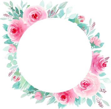 Round Frame of Pink Roses and Green Leaves Elegant Floral Decoration png