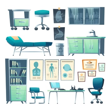 Clinic interior doctor stuff isolated hospital set vector