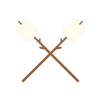 Marshmallow stick. Marshmallow logo design. White Marshmallow icon. vector