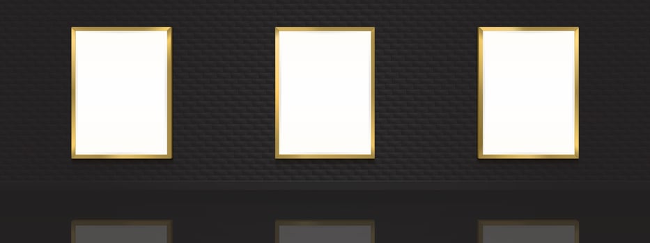 Movie posters mockup. Blank pictures with frames vector