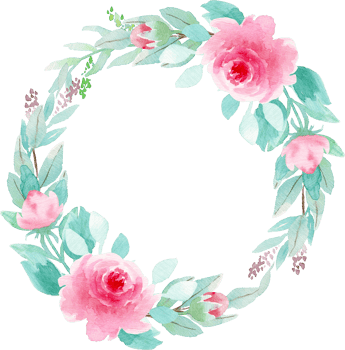 Pink and Mint Wreath. Watercolor Floral Hand Drown Illustration png