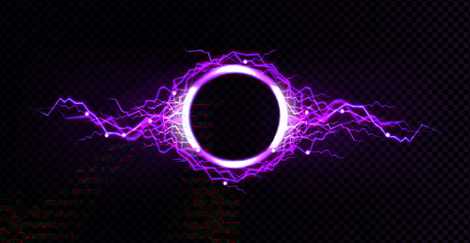 Electric circle frame with lightning discharge vector