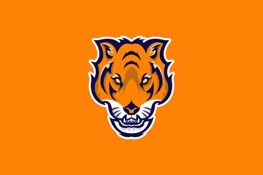 Tiger Head with Angry Face. Perfect for Mascot, Business, Branding, Esport Logo. Flat Style Illustration vector