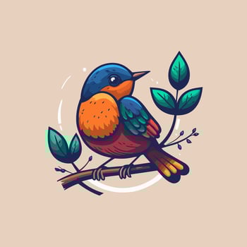 cute little bird cartoon animal vector illustration for logo or mascot icon