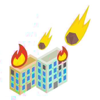 Meteor rain icon, isometric style vector