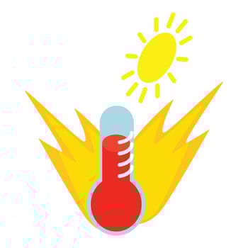 Abnormal heat icon, isometric style vector