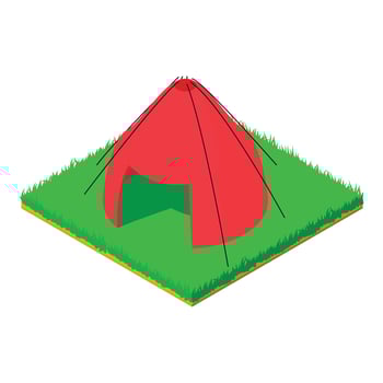 Red tent icon, isometric style vector