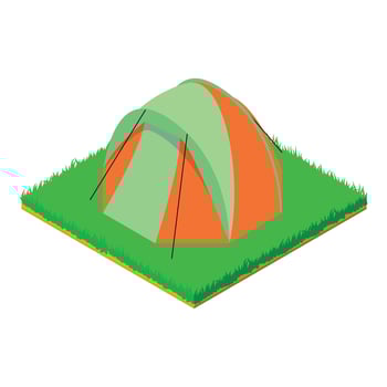 Camping equipment icon, isometric style vector