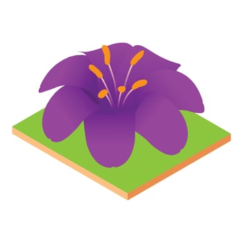 Purple lily icon, isometric style vector