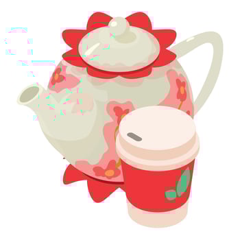Tea time icon, isometric style vector