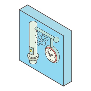 Station clock icon, isometric style vector