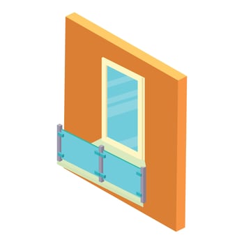 Transparent balcony icon, isometric style vector